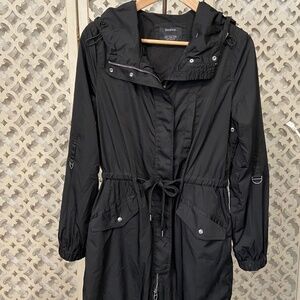 Bershka Black Hooded Lightweight Parka Jacket – Size M
